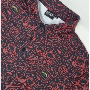 Sunday Swagger Polo Shirt Mens XL Red Black Fireball Whiskey Alcohol Golf EUC